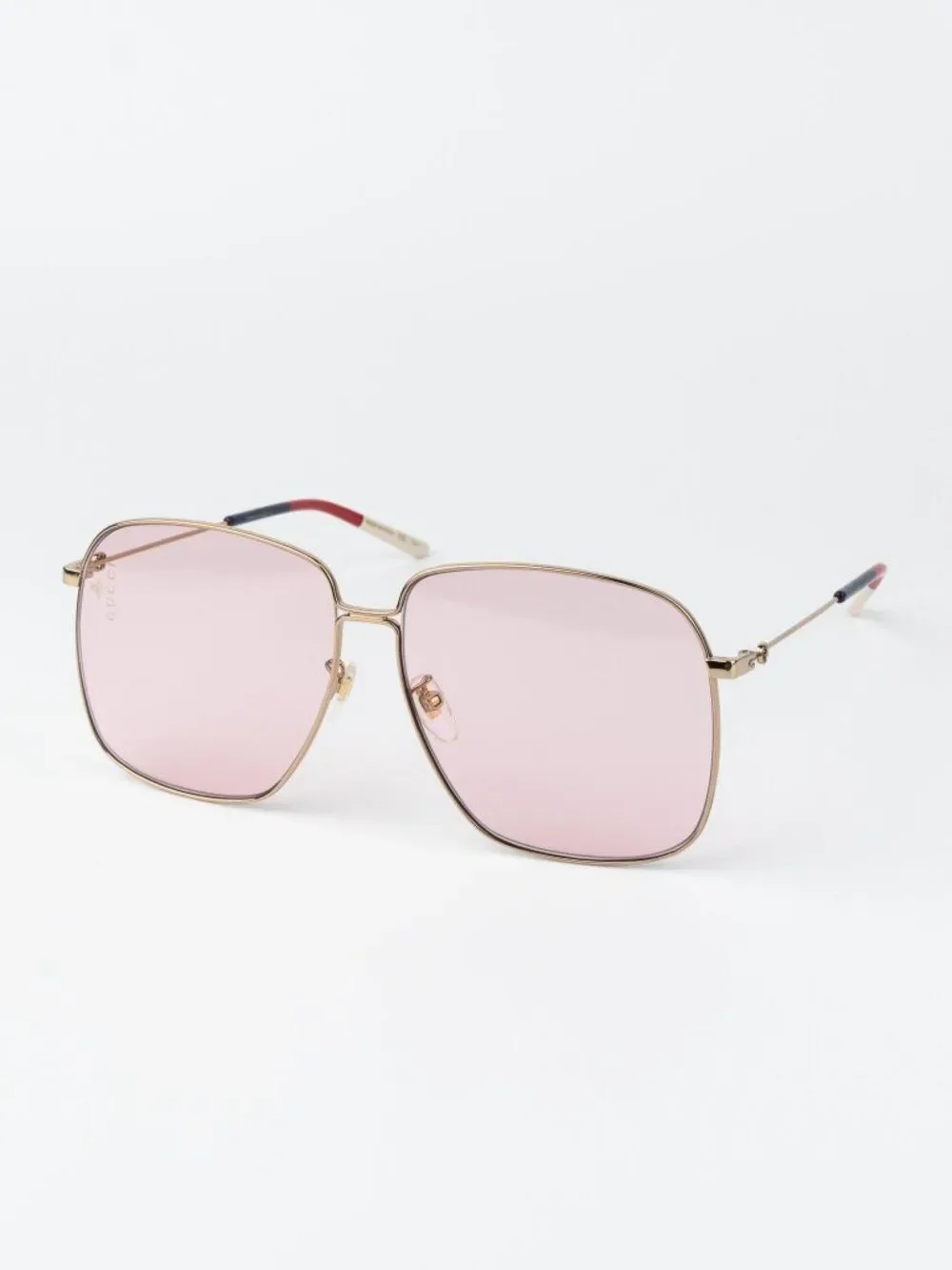 Gucci Women Sunglasses Gold Pink Square GG0394S 004 NEW AUTHENTIC